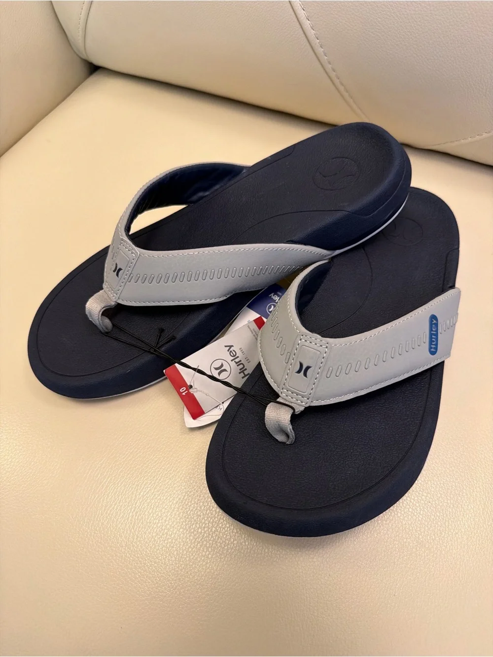 Hurley Men’s Navy and Light Gray Flip Flops